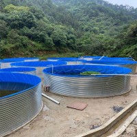 PVC刀割布帆布水池魚池定做 鍍鋅板高密度養殖池帆布池